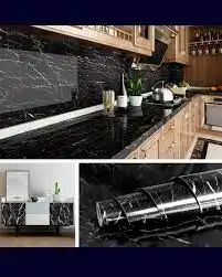 marmol-pvc-cocinas-elegantes-cholula. Muro decorativo en una recepción de oficina con lambrín WPC texturizado, creando un punto focal estético en Cholula.