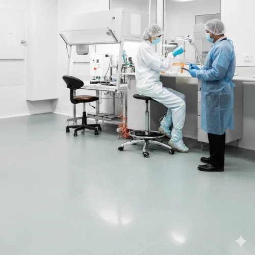 Instalación de 300 m² de piso vinílico disipativo instalado por grupo orvi